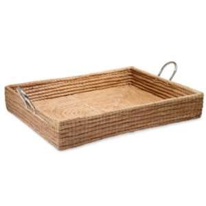  Rectangular Woven Basket with Nickel Handles Kitchen 