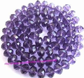 6x10mm Beautiful Purple Glass Quartz Roundel Faceted Be  