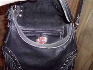   Davidson Leather Cross Body Hobo Bag Purse Handbag Fringe Vintage