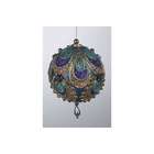   Regal Peacock Glittered and Beaded Satin Ball Christmas Ornament 3