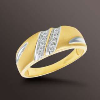 Mens Tutone 10k Gold Diamond Accent Wedding Band Ring