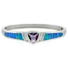 Sabrina Silver Synthetic Opal Bangle Bracelet with 10 mm ( 3/8 