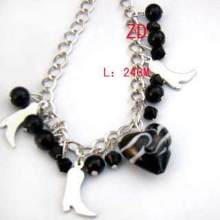 a0315 Black Murano Glass Bead Boots Anklet Bracelet Hot  