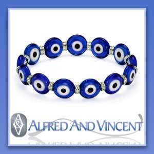 Evil Eye Turkish Nazar Glass Bead Stretch Bracelet Blue  
