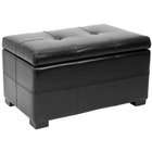   Hudson Collection NoHo Tufted Black Leather Small Storage Bench