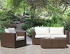 Peyton Brown Outdoor Patio Resin Wicker Sofa Lounge Chair 3 Piece Set 