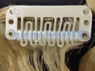   7pcs clips in Body Wavy human hair extensions #33 Dark Auburn,70g ,New