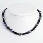 JewelryWeb Ster. Silver Black Agate Grey Cult. Pearl Necklace   18 
