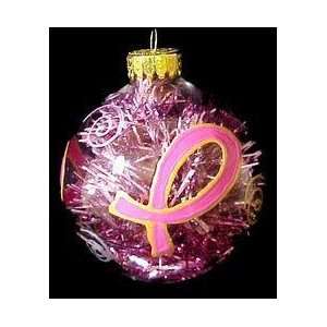 Pretty in Pink Design   Hand Painted   Heavy Glass Ornament   3.25 
