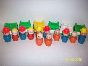   Price Little People 1970s Lot 12 Wood People, 4 Cars, 2 Taxi  