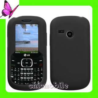  BLACK Silicon Gel Skin Case Cover 4 Tracfone LG501C LG 501C 501  