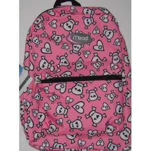  MEAD Geared Up Pink Skull and Crossbones Backpack Office 