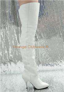   Womens White Leather 4 Thigh High Boots Heels 885487208015  