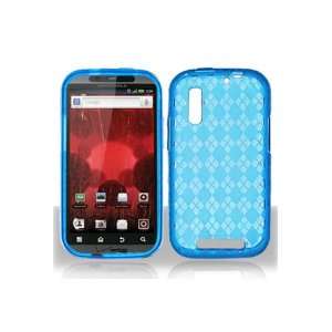 XT865 Droid Bionic TPU Case with Inner Check Design   Blue Check (Free 