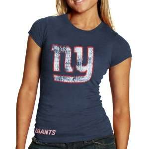  Giants Ladies Heather Royal Blue Large Logo Tri Blend T shirt (Large