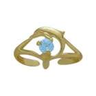 Elite Jewels 10K Yellow Gold Genuine Blue Topaz Dolphin Toe Ring