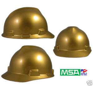 Matallic Gold MSA V Gard Cap Hard Hat Ratchet Suspension  