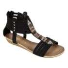 Yoki Womens Bohemian Flat Embellished Sandal   Black
