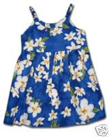 Girls Blue Hibiscus Plumeria Hawaiian Dress Sz 6 mo  