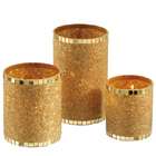 CC Home Furnishings Set of 3 Sapphire Beaded Votive Candle Holders