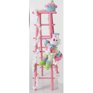   Wooden Ladder with Plush Posable Reindeer Christmas Decor 