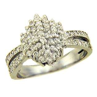 ct. tw.* Diamond White Gold Cluster RIng  Jewelry Diamonds Rings 