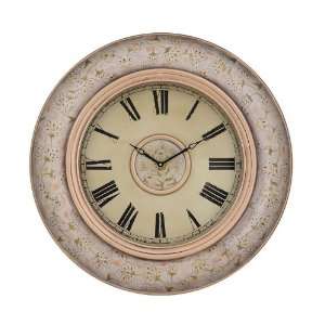  Wall Round Clock with Hand Painted Floral in Distressed 