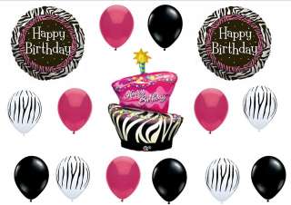 ZEBRA CAKE BIRTHDAY BALLOONS PARTY SUPPLIES 16TH FAVORS  