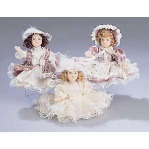  Lace Ivory & Mauve Porcelain Doll Christmas Ornament 