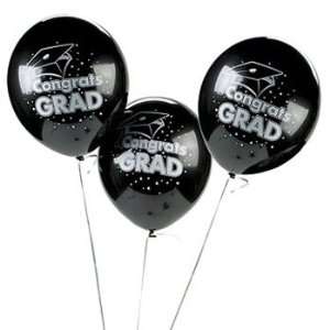  Black Congrats Grad Latex Balloons   Balloons & Streamers 
