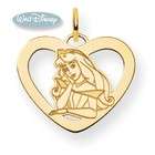 Disney 14k Yellow Gold Heart Pendants Disney Princess Aurora Jewelry 