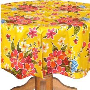  Hibiscus Oilcloth Table Cloth (68 in. Round) Kitchen 