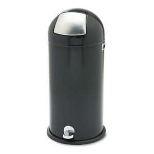   Dome Receptacle, Round, Steel, 15 gal, Black/Chrome 