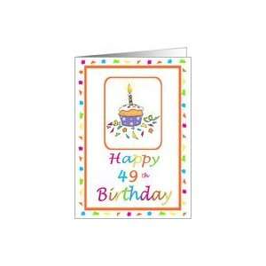  49 Years Old Lit Candle Cupcake Birthday Party Invitation 