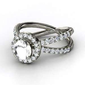    Orbit Ring, Round Rock Crystal Platinum Ring with Diamond Jewelry