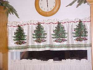 Spode ~Christmas~ Tree Tablecloth Fabric VALANCE ~Santa /Ivory~  