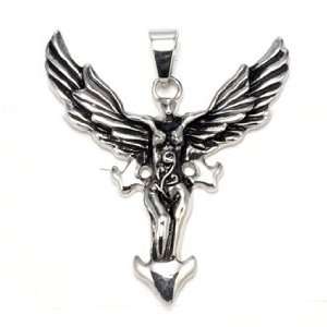   Biker Pendant of Woman Figure with Wings (Chain Not Included) Jewelry