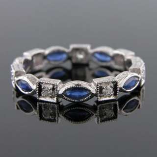 MARQUISE SAPPHIRE AND DIAMOND 18K GOLD ETERNITY BAND  
