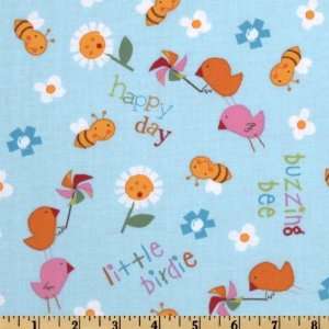  44 Wide Lollipop Baby Buzzing Bee Blue Fabric By The 