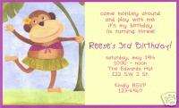 Personalized Girls Hula Monkey Birthday Invitations  
