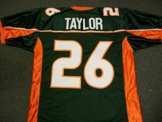 SEAN TAYLOR AUTHENTIC STYLE MIAMI HURRICANES GREEN JERSEY XL  