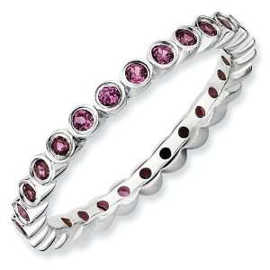   Silver Stackable Expressions Rhodolite Garnet Eternity Ring Jewelry