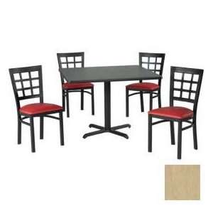 Square Table & Window Pane Back Chair Set, Maple Fusion Laminate Table 