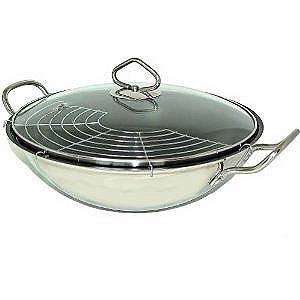 Harbenware Stainless Steel 31Cm Wok And Lid  Kitchen 