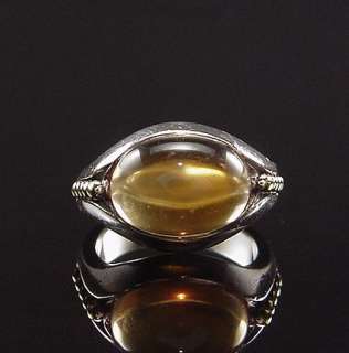   LAGOS CAVIAR STERLING 18K LARGE CABOCHON CITRINE COCKTAIL RING  