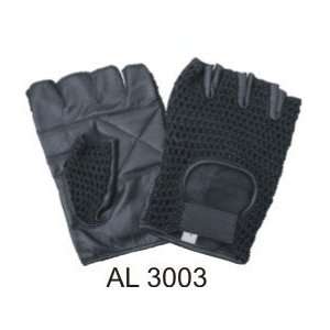   Cowhide Leather/Mesh Combo Fingerless Glove W/Padded Palm Automotive