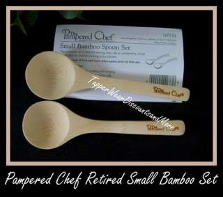Pampered Chef NEW* Bamboo Small Spoons # 1673 02  RETIRED 