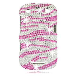 DIAMOND Pink ZEBRA Rhinestone GEM Case for BlackBerry CURVE 9350 9360 