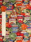 Vintage Rustic Vegetable Food Cans Allover   VIP Cranston Cotton 