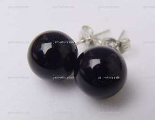 set black onyx necklace bracelet earring gem stone 8mm  